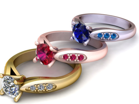 Channel Set Diamond Ring 3Dプリントモデル