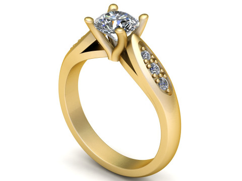 Channel Set Diamond Ring Model Cetak 3D