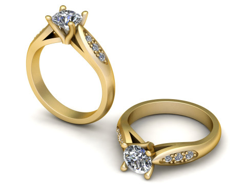 Channel Set Diamond Ring Model Cetak 3D