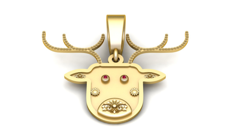 Yellow Gold deer Necklace pendant Modelo de impresión 3D .c4d .max .obj .3ds .fbx .stl .blend 