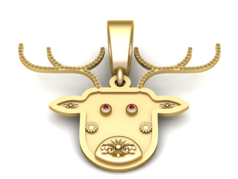 Yellow Gold deer Necklace pendant Model Cetak 3D