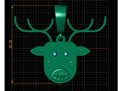 Yellow Gold deer Necklace pendant 3D Print Model