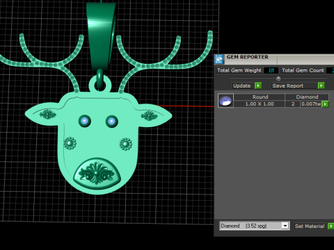 Yellow Gold deer Necklace pendant Modelo de impresión 3D