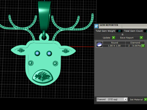 Yellow Gold deer Necklace pendant 3D Print Model