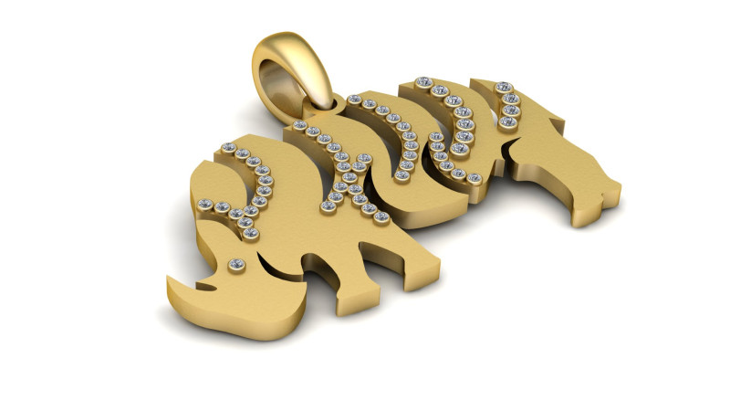 Elephant Diamond Pendant 3D-printmodel .c4d .max .obj .3ds .fbx .stl .blend