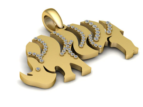 Elephant Diamond Pendant 3D Print Model