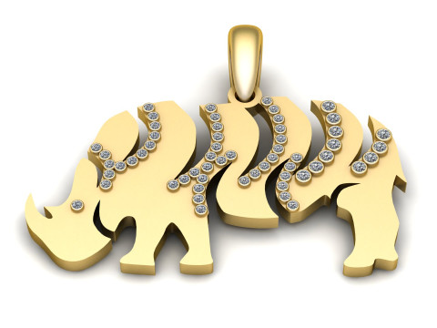 Elephant Diamond Pendant 3D-printmodel