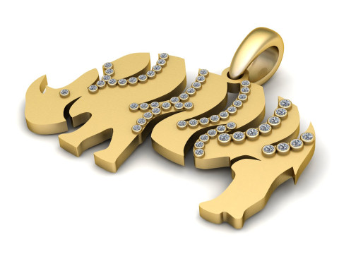 Elephant Diamond Pendant 3D-printmodel