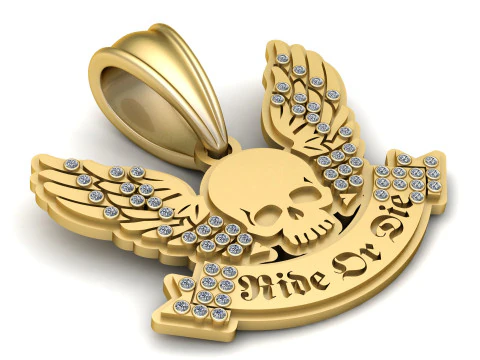 男士女士真纯银吊坠 3D 打印模型