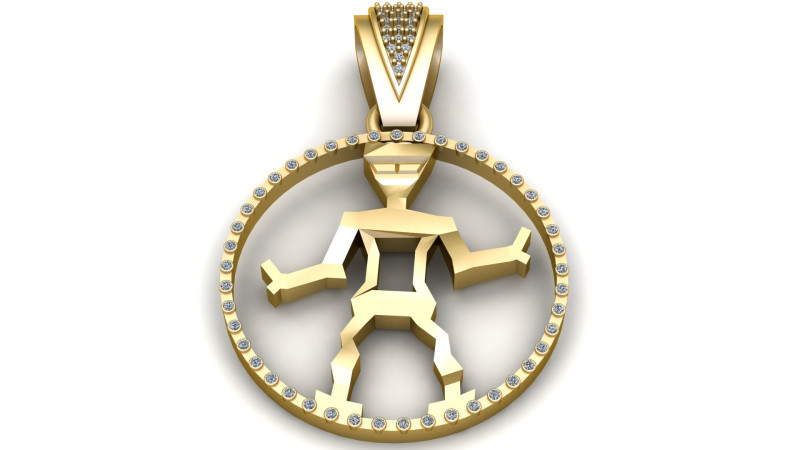 Men Gold Pendant 3D Baskı Modeli .c4d .max .obj .3ds .fbx .stl .blend