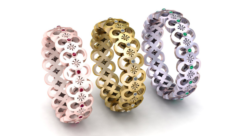 Gold Plated Simple Link Rings 3D 打印模型 .c4d .max .obj .3ds .fbx .stl .blend