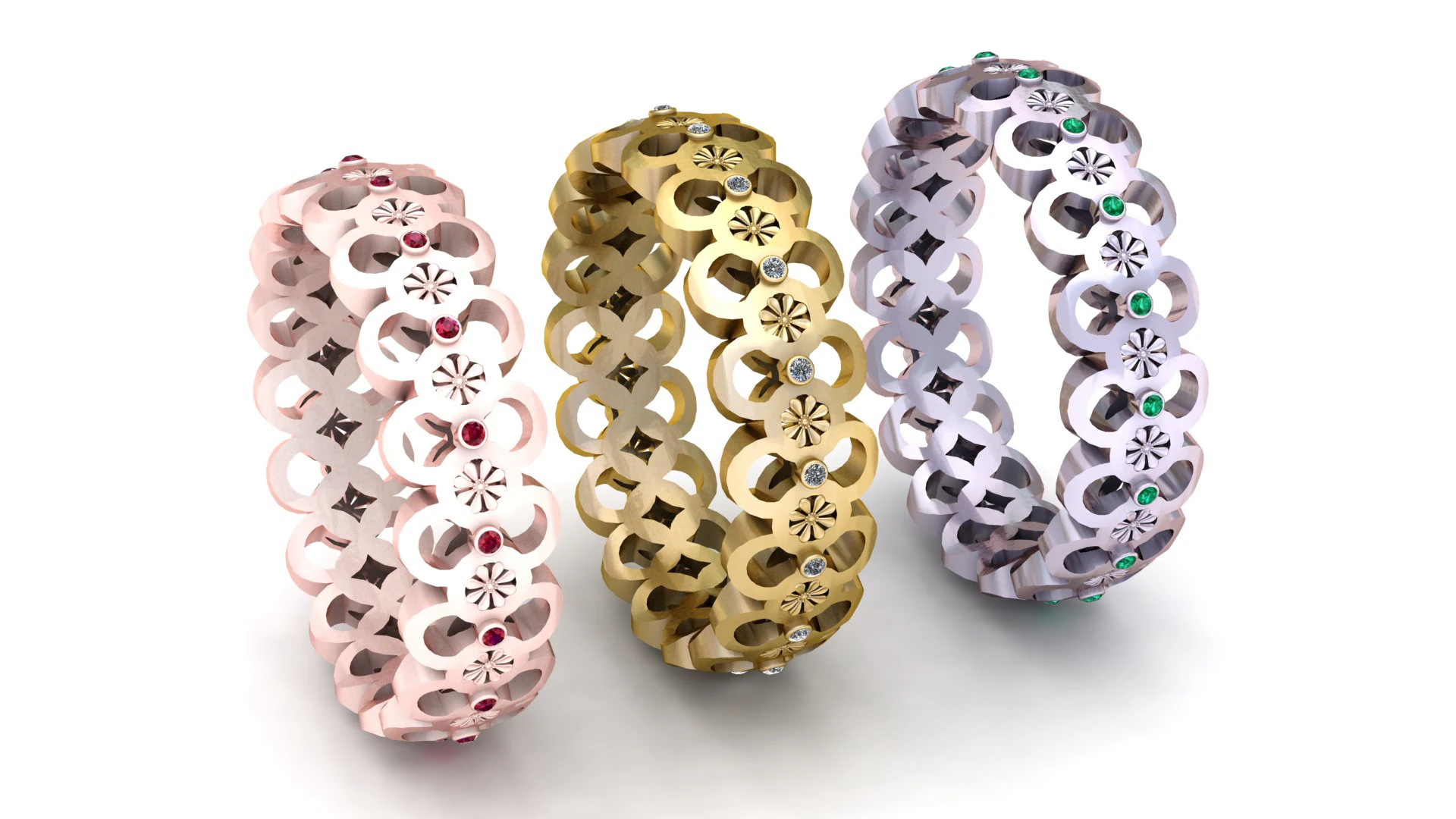 Gold Plated Simple Link Rings 3D Print Model .c4d .max .obj .3ds .fbx .stl .blend 