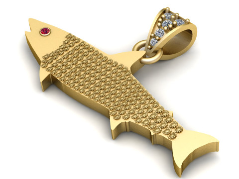 Yellow Gold Salmon Fish Pendant 3D 打印模型