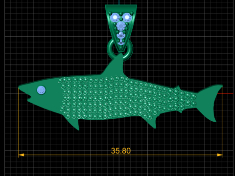 Yellow Gold Salmon Fish Pendant 3D Print Model