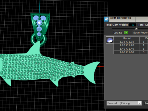 Yellow Gold Salmon Fish Pendant 3D Print Model