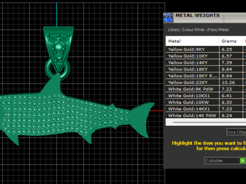 Yellow Gold Salmon Fish Pendant 3D Print Model