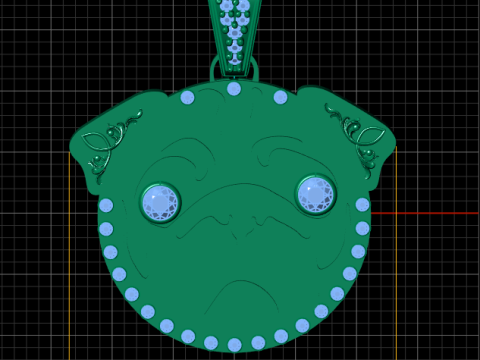 Joyara Gold Pug Pet pendant 3D-printmodel