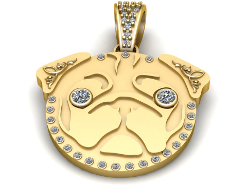 Joyara Gold Pug Pet pendant 3D Print Model