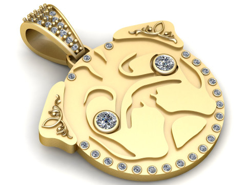 Joyara Gold Pug Pet pendant 3D-printmodel
