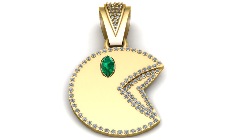 Custom Yellow Gold Diamond Pendant 3D Baskı Modeli .c4d .max .obj .3ds .fbx .stl .blend