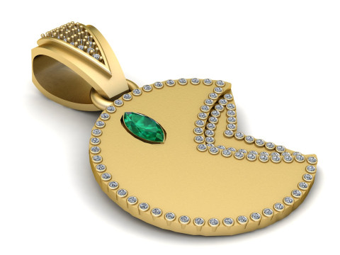 Custom Yellow Gold Diamond Pendant 3D Baskı Modeli