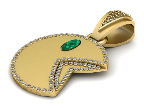 Custom Yellow Gold Diamond Pendant 3D Baskı Modeli