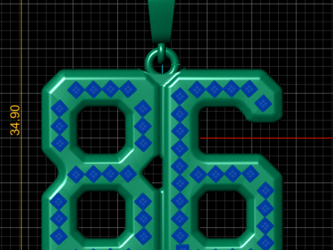 HIP HOP 86 NUMBER PENDANT Modelo de Impressão 3D