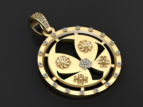 Gold Pendant Bicolor Design Pendant 3D Print Model