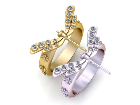 DRAGONFLY INSECT DESIGN RING 3D PRINTABLE 3D Print Model