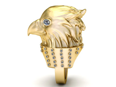 EAGLE BIRD FACE RING 3D PRINTABLE pendant 3D Print Model