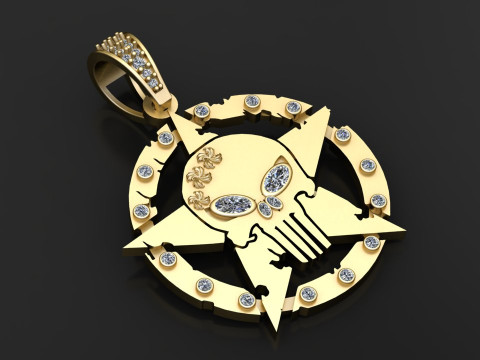 SKULL FACE BADGE PENDANT 3D Print Model