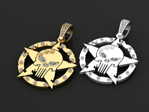 SKULL FACE BADGE PENDANT 3D-Druckmodell
