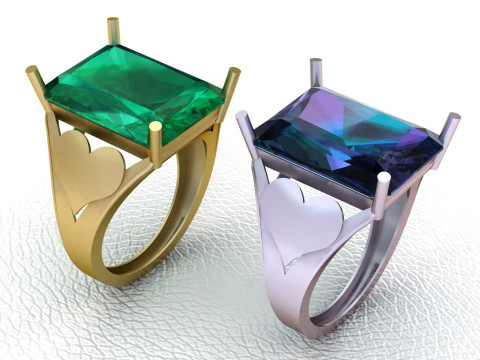 Vintage Aquamarine Ring pendant 3D Print Model