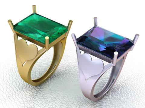 Pingente de anel vintage &aacute;gua-marinha Modelo de Impressão 3D