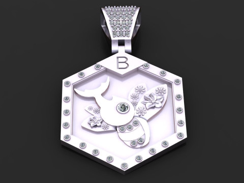QUEEN HONEY BEE PENDANT 3D PENDANT 3D-Druckmodell