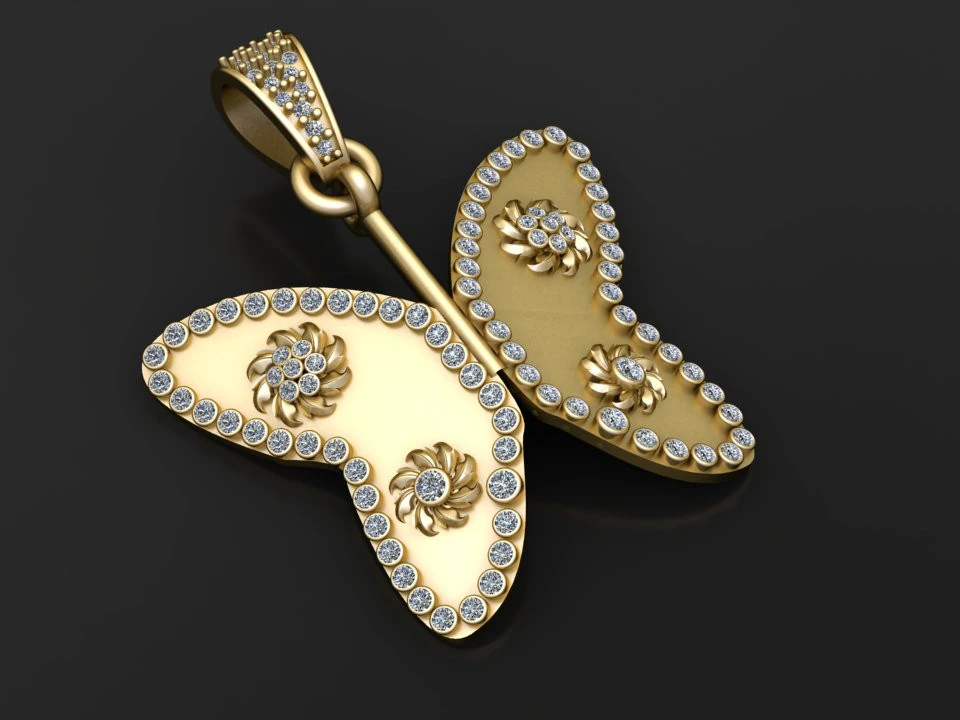 BUTTERFLY INSECT PENDANT 3D Print Model .c4d .max .obj .3ds .fbx .stl .blend 