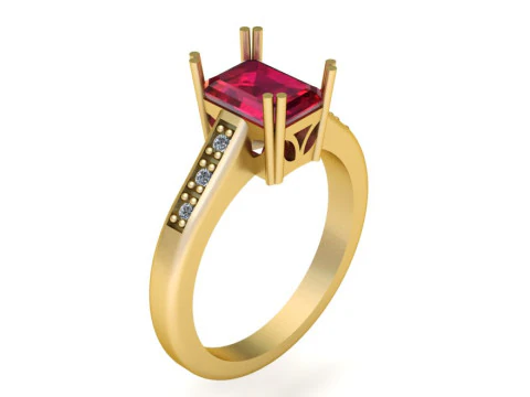 エメラルド カット ラボ作成ルビー ペンダント 3Dプリントモデル