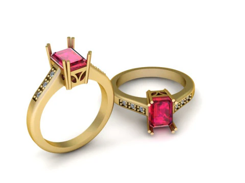 Emerald Cut Lab Created Ruby pendant 3D Print Model