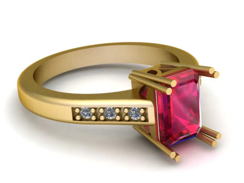 Emerald Cut Lab Created Ruby pendant 3D Print Model