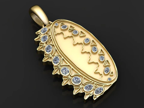 Oval Ounce Frame Pendant 3D Print Model