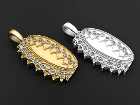 Oval Ounce Frame Pendant 3D Print Model