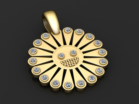 New Style Number Eleven Happy Face Round Charm pendant 3D Print Model
