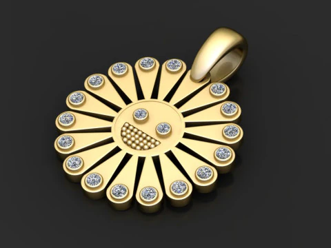 New Style Number Eleven Happy Face Round Charm pendant 3D Print Model