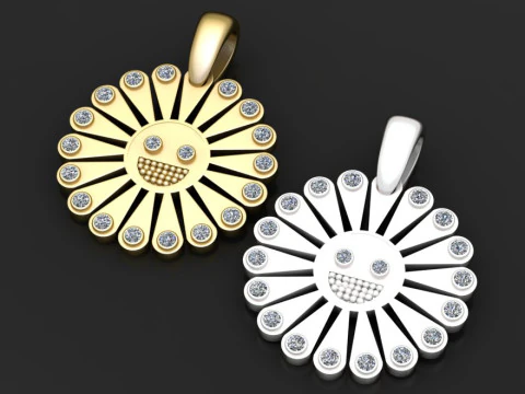 New Style Number Eleven Happy Face Round Charm pendant 3D Print Model