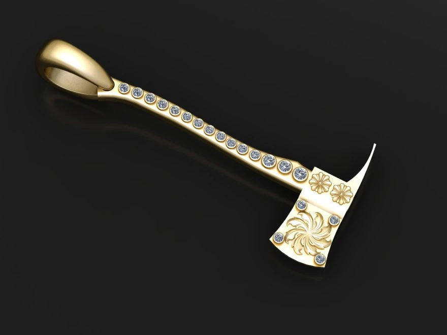 Axe Diamond - Unique Bling Crystal Necklaces pendant 3D Print Model .c4d .max .obj .3ds .fbx .stl .blend 
