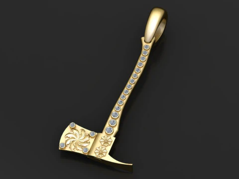 Axe Diamond - Unique Bling Crystal Necklaces pendant 3D Print Model