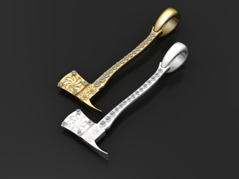 Axe Diamond - Unique Bling Crystal Necklaces pendant 3D 打印模型