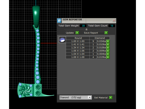 Axe Diamond - Unique Bling Crystal Necklaces pendant 3D 打印模型