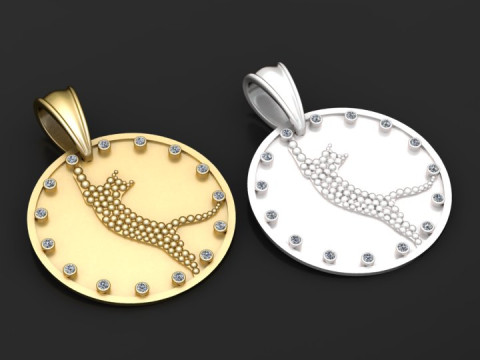 Cazador claro zirco animal gato gatinho pingente pendant Model do druku 3D