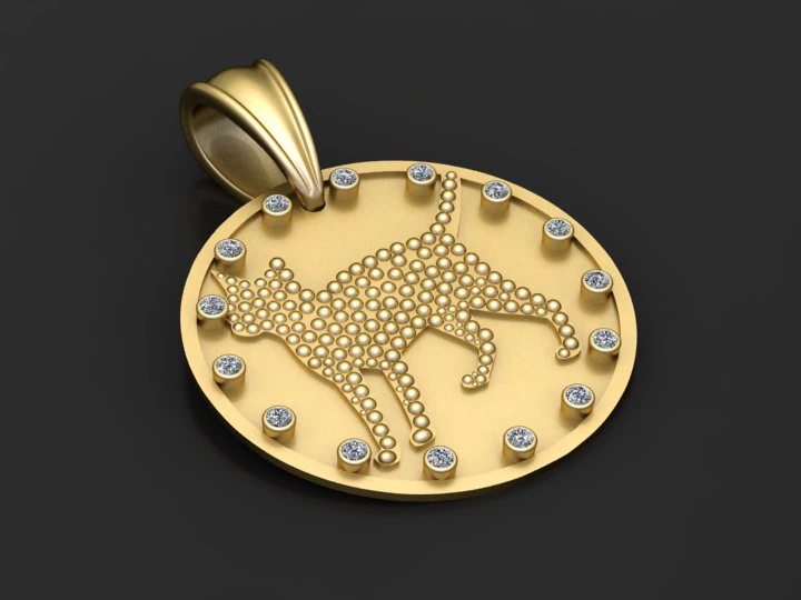 Rhinestone Cute Cat Necklace pendant 3D Print Model .c4d .max .obj .3ds .fbx .stl .blend 